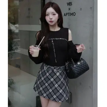 Darich 도킹 미들 허리 니트 미니 원피스