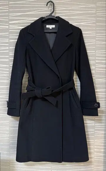 매닉스 블랙 롱 코트 허리 벨트 포함 M