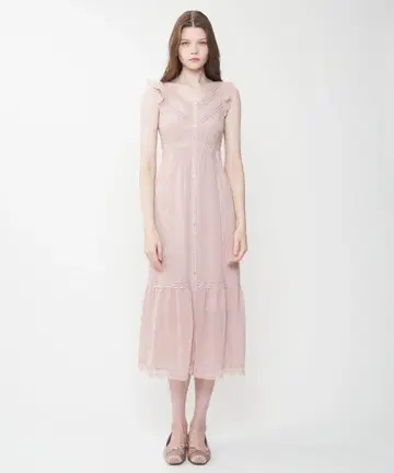 deicy 쉬폰 레이스 핀턱 원피스