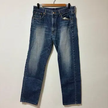 BOBSON 스트레이트 데님 다크 블루 페이드 가공 남성용 L 사이즈