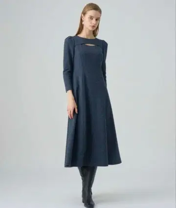 [ 완판템 ] 패턴 저지 슬릿 원피스