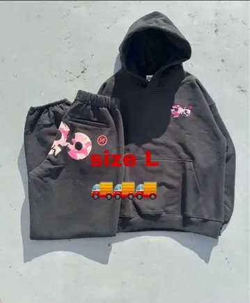 카모플라쥬 패턴 후드 부착 맨투맨 셋업 L 사이즈