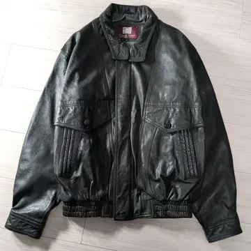 빈티지 A-2계 다크 그린 L 쇼트 기장 양가죽 자켓