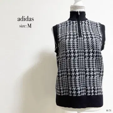 adidas 니트 베스트 슬리브리스 골프 하운드투스 체크 패턴 M 사이즈