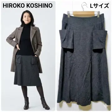 레어 히로코코시노 변형 포켓 울 스커트 차콜 그레이 L 사이즈