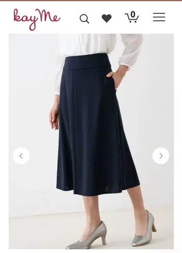 케이미 kayme 더블 저지 종아리 기장 A라인 스커트 9호 네이비