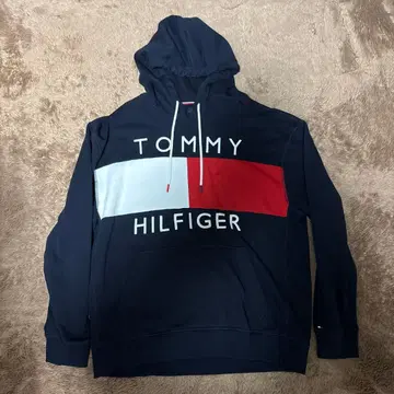 TOMMY HILFIGER 프론트 로고 후드티 네이비