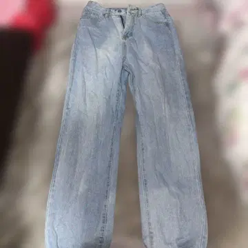 라이트 블루 와이드 레그 데님 팬츠