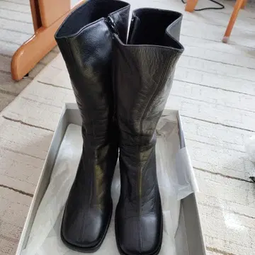 블랙 가죽 롱 부츠 24.5cm ing