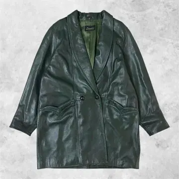 양가죽 천연 가죽 다크 그린 가죽 자켓 L 상당 롱 코트