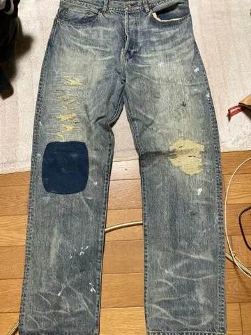 PABLO VINCI 스크래치 리메이크 데님 팬츠 L