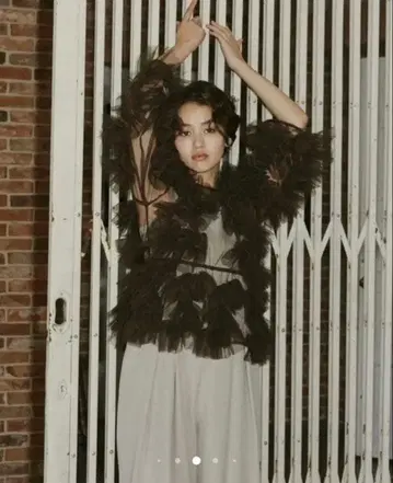 [ 새상품 ] NOTREemor 튤 베일 상의 브라운