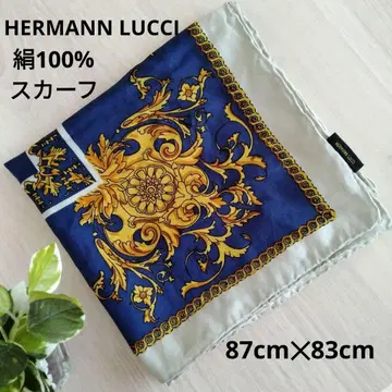 HERMANN LUCCI 스카프 고급 실크 100% 약 87cm 83cm