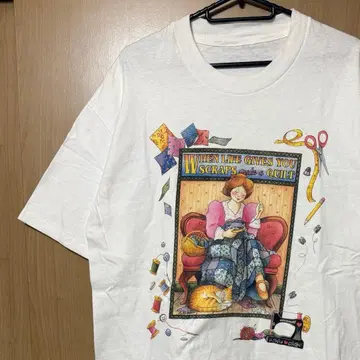 90s 화이트 싱글 소매 티셔츠