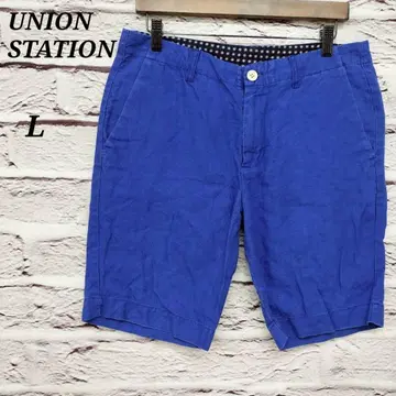 유니온 스테이션 [ L ] 린넨 100% 숏팬츠 하프 팬츠 블루