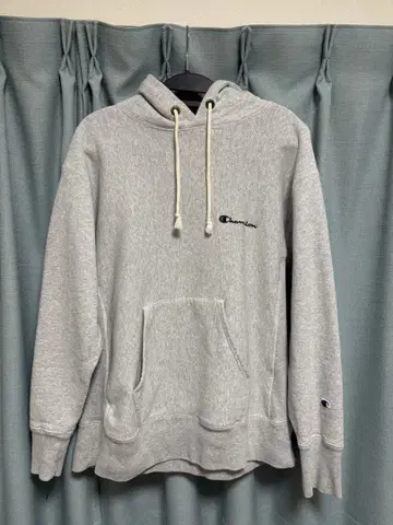Champion 그레이 후드티 후드 부착