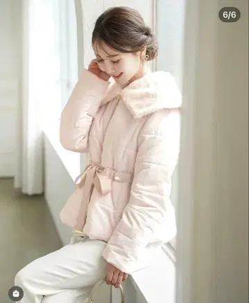 귀여운 퍼 후드 핑크 페이크 다운 자켓 인기 완판템