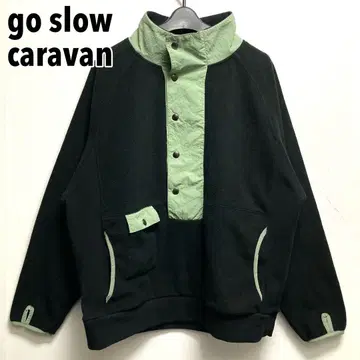 go slow caravan 자수 로고 플리스 자켓 블랙 3