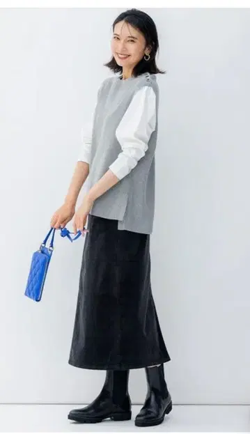 세탁 가능 ] 23구 DENIM 벨벳 스트레치 A 라인 스커트