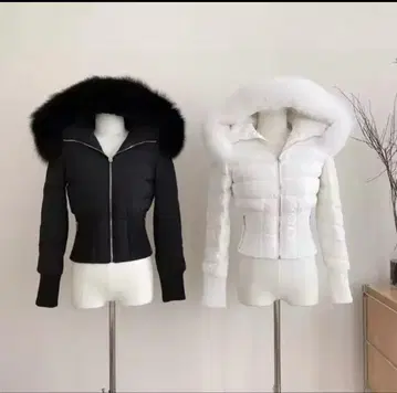 화이트 퍼 다운 자켓