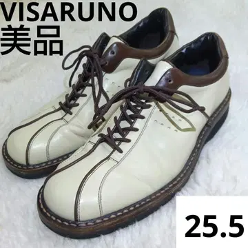 새상품급 VISARUNO 가죽 스니커즈 25.5cm 아이보리 화이트
