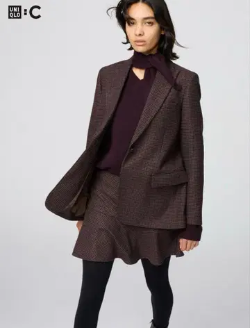 유니클로 UNIQLO C 트위드 테일러드 자켓 다크 브라운
