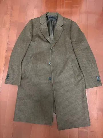 유니클로 브라운 체크 무늬 체스터 코트