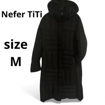 Nefer TiTi 네페르티티 블랙 후드 부착 롱 다운 자켓