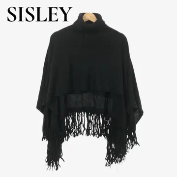 SISLEY 시슬리 판초 니트 터틀넥 여성용 아크릴