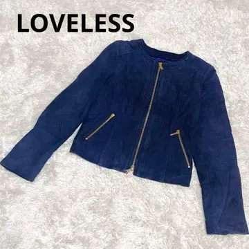 레어 LOVELESS 스웨이드 노카라 자켓 네이비 염소 가죽 36