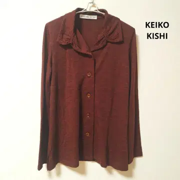 케이코키시 울 100% 개더 디자인 옷깃 블라우스 상의