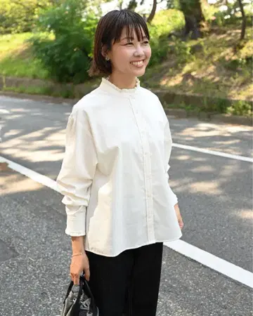 반슈 직조 프릴 블라우스