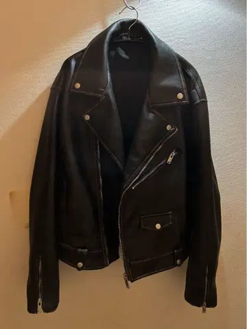ZARA 인조 가죽 더블 라이더 자켓 브라운