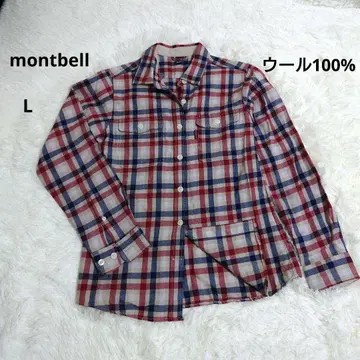 montbell 체크 무늬 울 100% 셔츠 긴팔 L