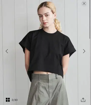 블랙 크롭 T셔츠 사이즈 F