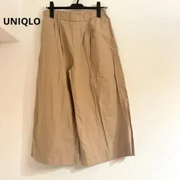 [ 유니클로 ] 가우초 팬츠 와이드 M 베이지 빅 루즈 편안함 무지