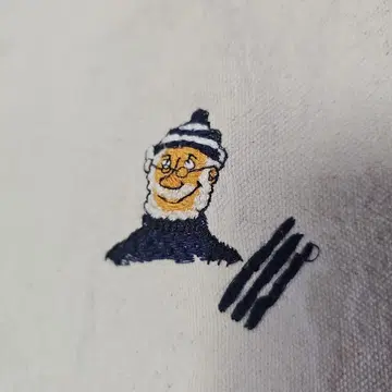 45rpm 토트백 아이보리 캔버스 자수 스키 산타