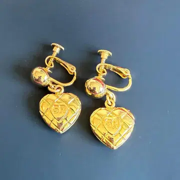 레어 소니아 리키엘 빈티지 하트 퀼팅 골드 귀찌