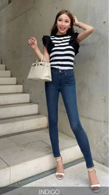 셰리에 sheller 지퍼 스키니 데님 인디고 라이트 블루도 있음