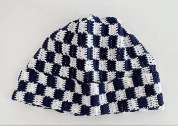 비니 모자 체크 플래그 패턴 핸드메이드