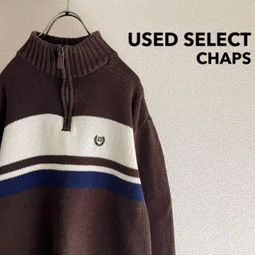 구제 의류 'CHAPS' 하프 집 아이비 니트 / 니트 브라운