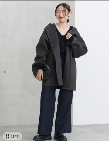 택 포함 새상품 IENA 슈퍼 120 더블 페이스 후드 코트 38