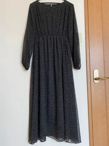 새상품급 SLOBE IENA 슬로브 이에나 도트 원피스 롱 블랙