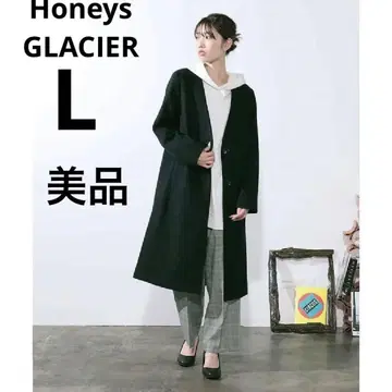 허니즈 GLACIER 노카라 롱 코트 포멀 칼라리스