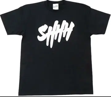 SHHH 화이트 로고 T셔츠 블랙