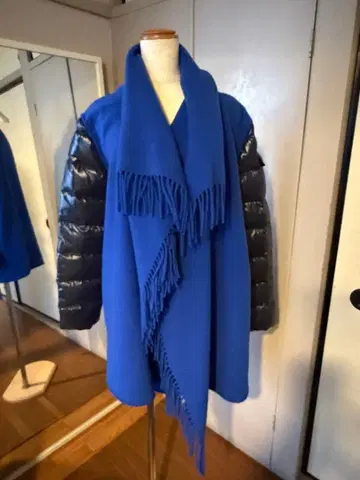 MONCLER 울 다운 콤비 판초 케이프 코트