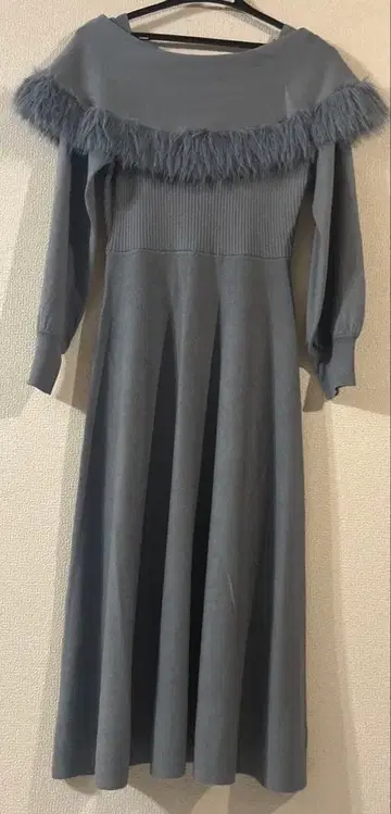 오프숄더 니트 롱 원피스