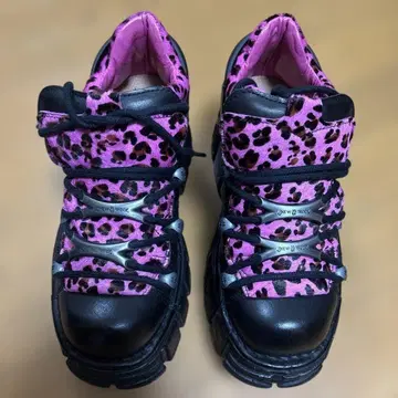 new rock 핑크 레오파드 무늬 부츠 39