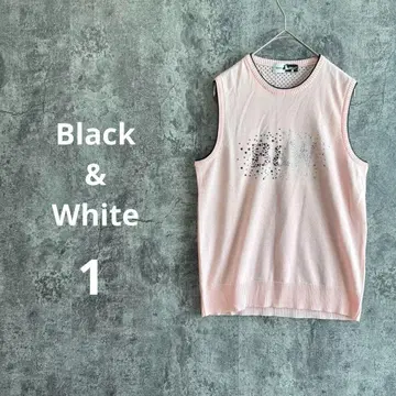 컨디션 최상 a3505 [ 블랙 & 화이트 ] 니트 베스트 비쥬 바이컬러