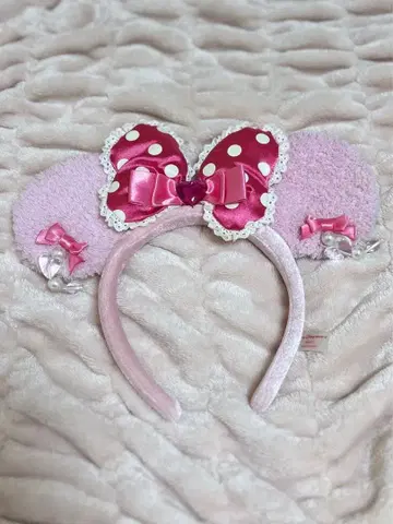 미니 귀 디자인 머리띠 핑크